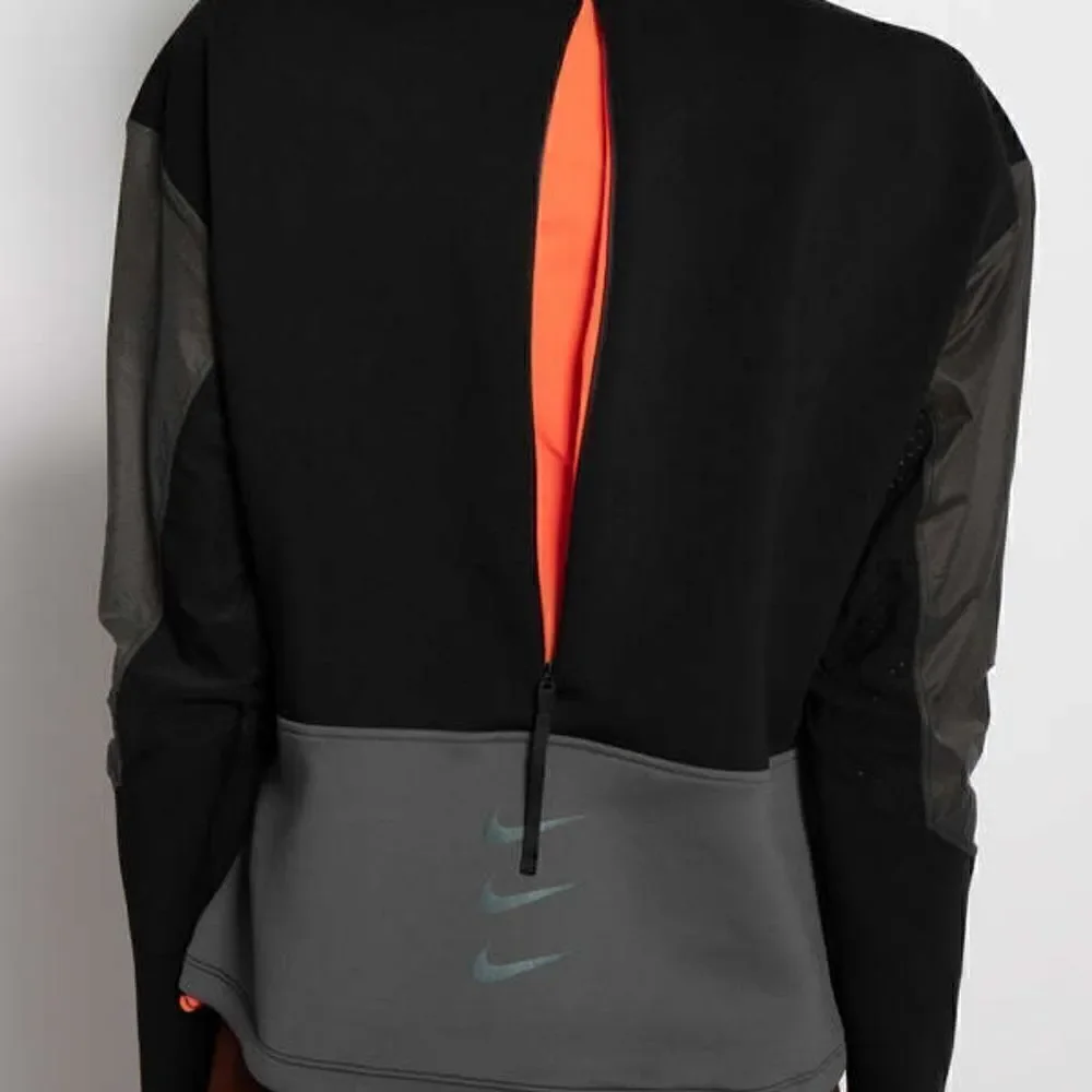 Nike Run Division Scuba Crew Sweatshirt Black Grey Women's Small S Vent DD5263